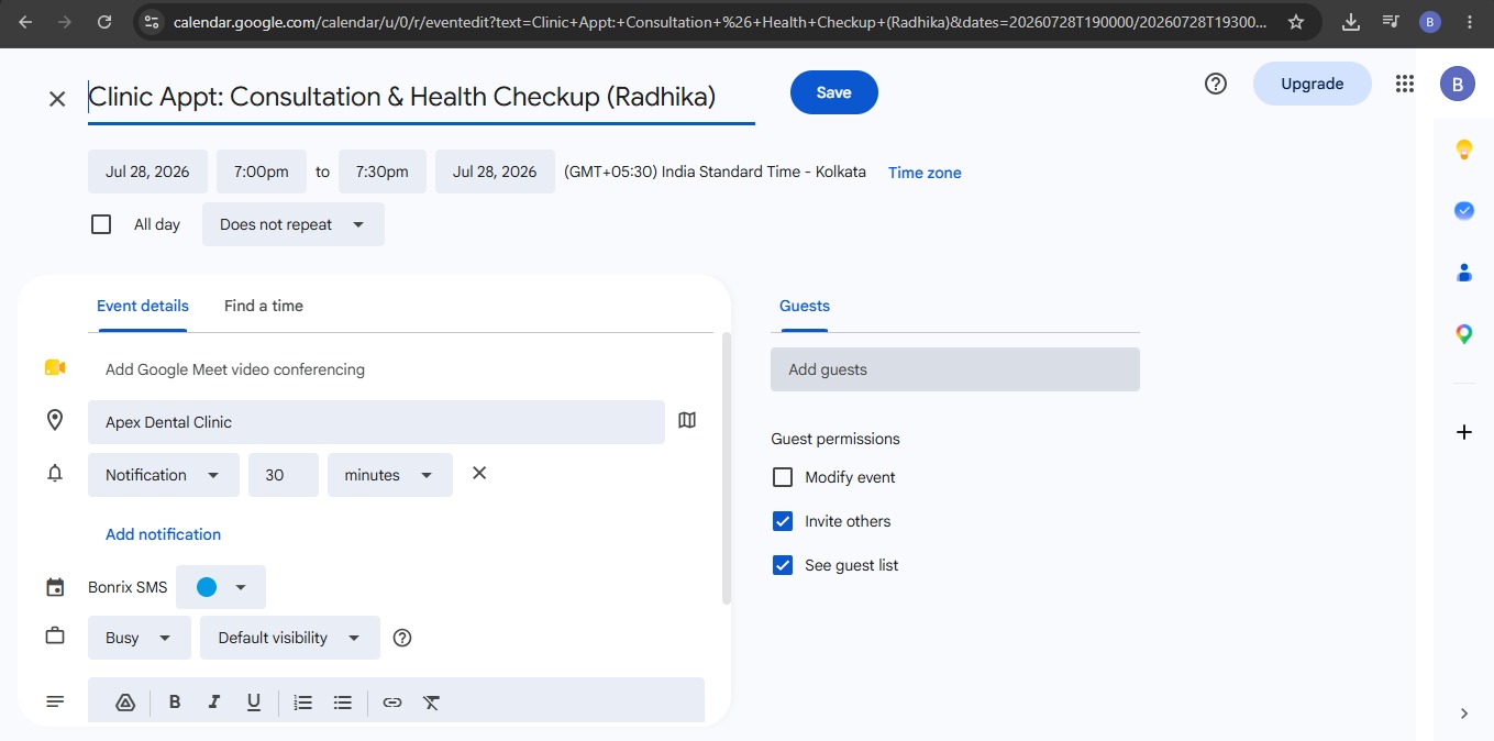Bonrix Voice AI Agent for Dental Clinic Appointment Booking - Interface View 2